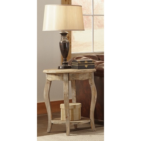 Alaterre Furniture Rustic - Reclaimed Round End Table, Driftwood ARSA1525